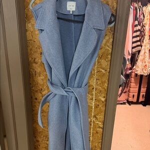 Blue Sleeveless Belted Vest